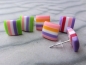 Preview: Ohrstecker quadratisch Streifen Regenbogen bunt
